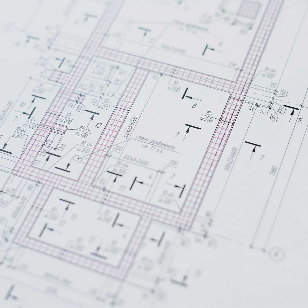 Architectural construction drawings with detailed measurements representing practical support for building and construction disputes by Martin Shepherd Solicitors in Potters Bar, Hertford and North Finchley.